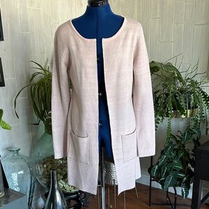 Women's Light Pink Open Front Long Cardigan Jacket